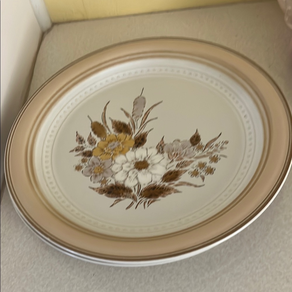 Haviland Tan and Brown Floral Dinnerware Plate